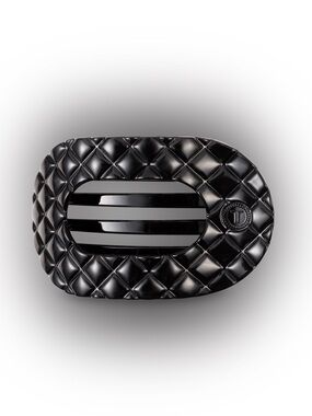 TELETIES - Flat Round Hair Clip | Large | Jet Black Quilted